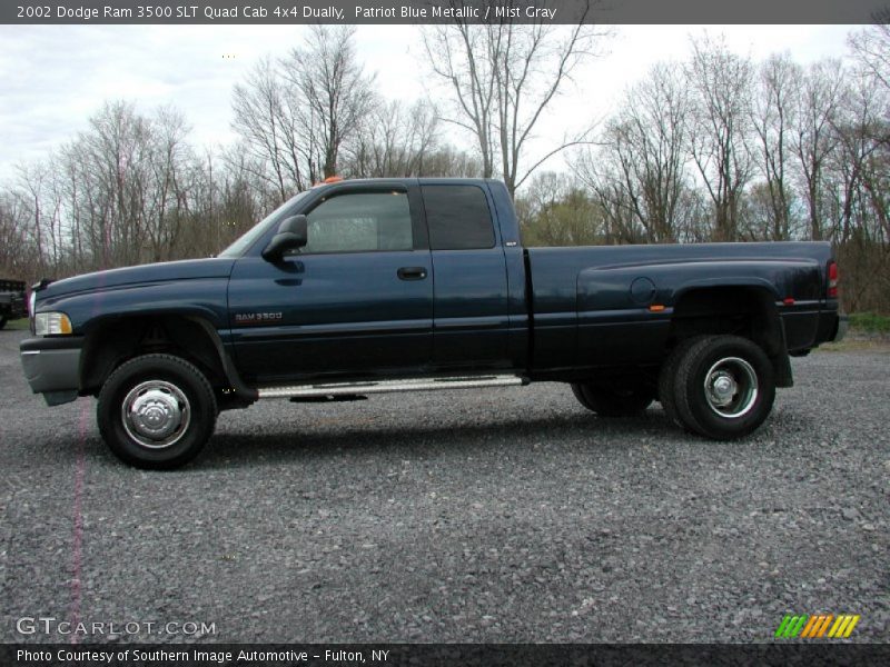 Patriot Blue Metallic / Mist Gray 2002 Dodge Ram 3500 SLT Quad Cab 4x4 Dually