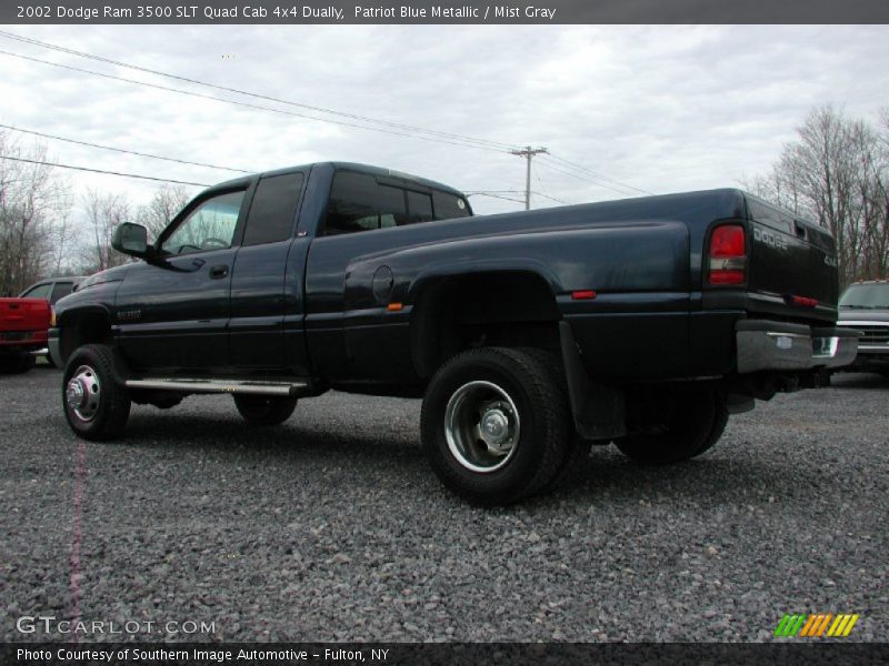 Patriot Blue Metallic / Mist Gray 2002 Dodge Ram 3500 SLT Quad Cab 4x4 Dually