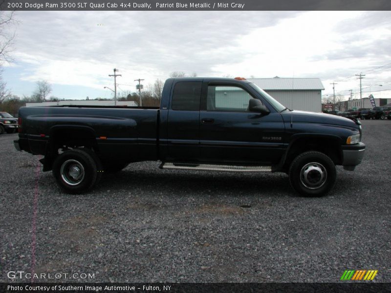 Patriot Blue Metallic / Mist Gray 2002 Dodge Ram 3500 SLT Quad Cab 4x4 Dually