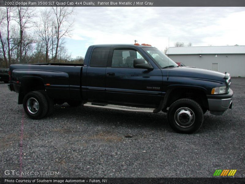 Patriot Blue Metallic / Mist Gray 2002 Dodge Ram 3500 SLT Quad Cab 4x4 Dually