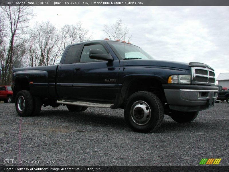Patriot Blue Metallic / Mist Gray 2002 Dodge Ram 3500 SLT Quad Cab 4x4 Dually