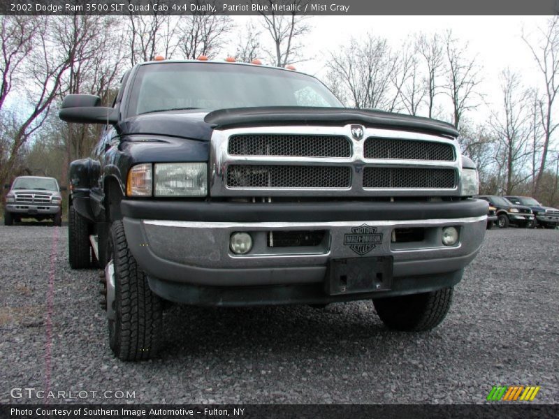 Patriot Blue Metallic / Mist Gray 2002 Dodge Ram 3500 SLT Quad Cab 4x4 Dually