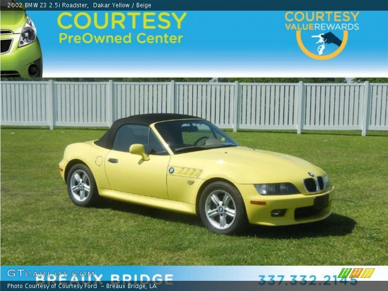 Dakar Yellow / Beige 2002 BMW Z3 2.5i Roadster