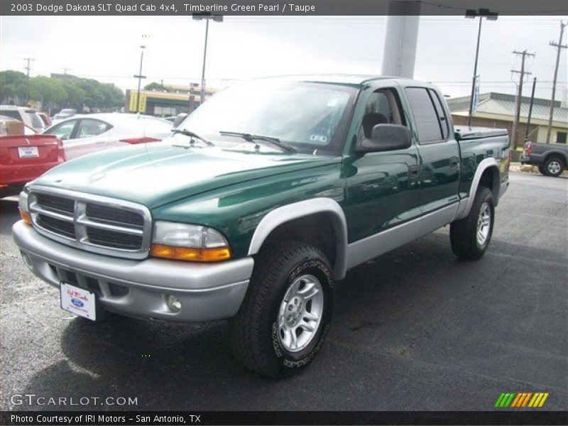 Timberline Green Pearl / Taupe 2003 Dodge Dakota SLT Quad Cab 4x4