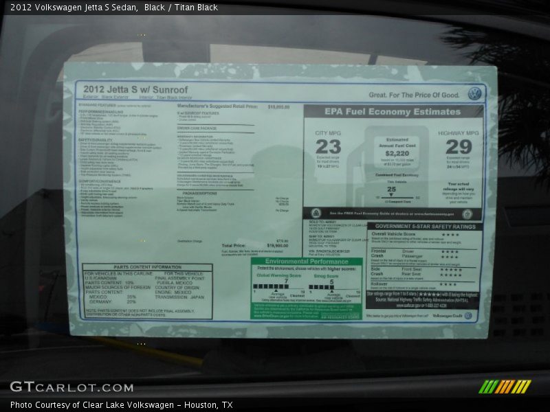 Black / Titan Black 2012 Volkswagen Jetta S Sedan