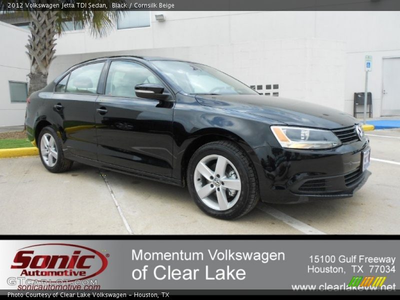 Black / Cornsilk Beige 2012 Volkswagen Jetta TDI Sedan