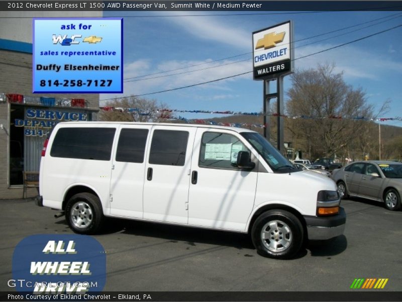 Summit White / Medium Pewter 2012 Chevrolet Express LT 1500 AWD Passenger Van