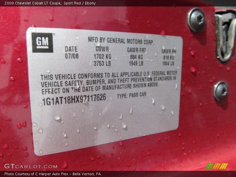 Sport Red / Ebony 2009 Chevrolet Cobalt LT Coupe