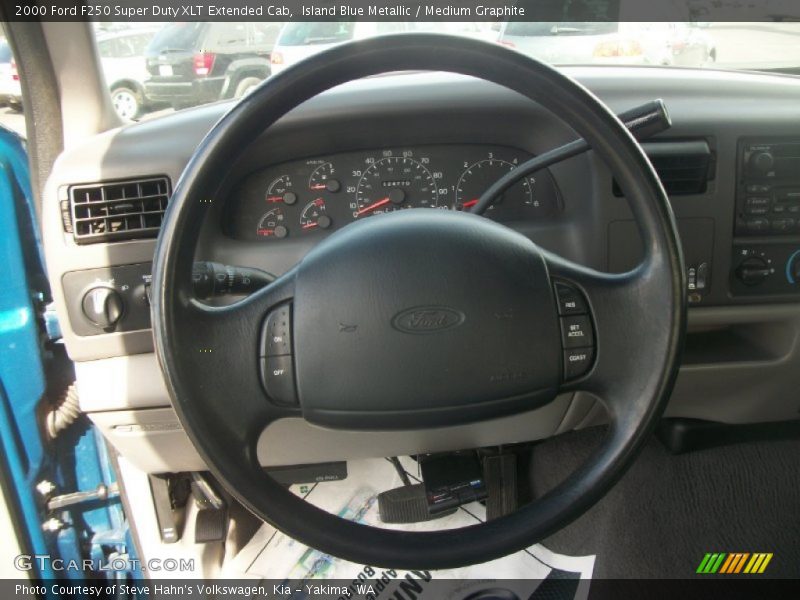 Island Blue Metallic / Medium Graphite 2000 Ford F250 Super Duty XLT Extended Cab