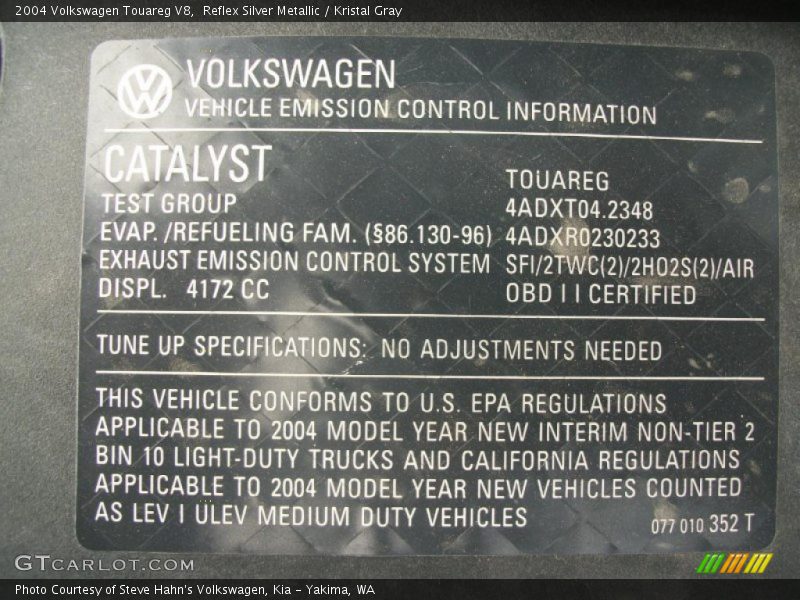 Reflex Silver Metallic / Kristal Gray 2004 Volkswagen Touareg V8