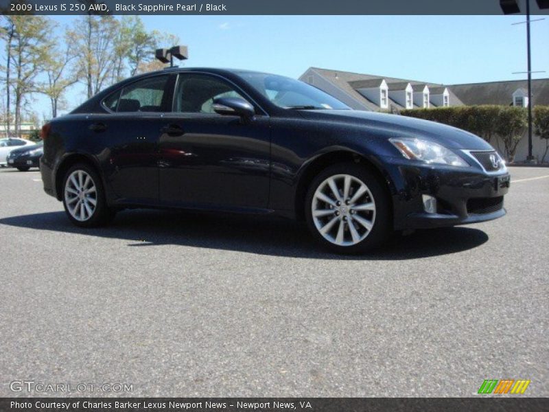 Black Sapphire Pearl / Black 2009 Lexus IS 250 AWD