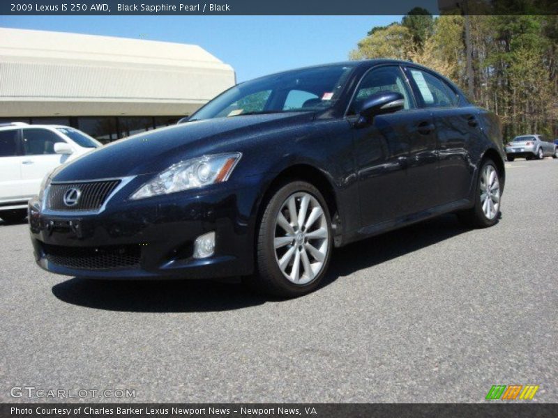 Black Sapphire Pearl / Black 2009 Lexus IS 250 AWD