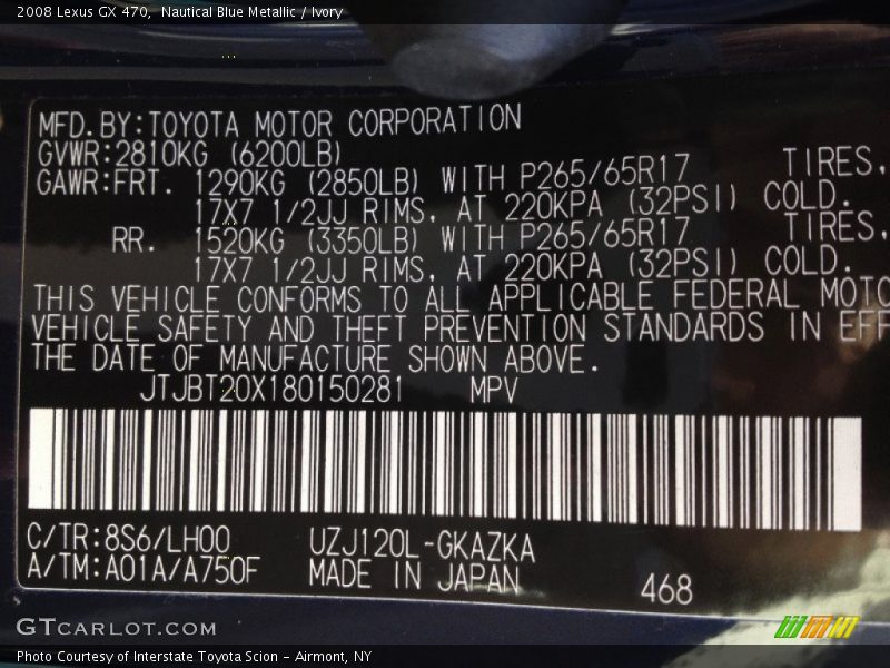 Nautical Blue Metallic / Ivory 2008 Lexus GX 470