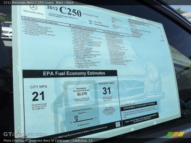 Black / Black 2012 Mercedes-Benz C 250 Coupe