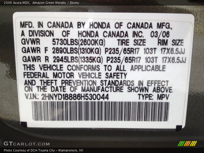 Amazon Green Metallic / Ebony 2006 Acura MDX