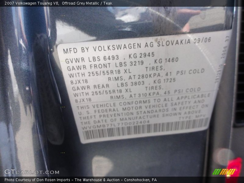 Offroad Grey Metallic / Teak 2007 Volkswagen Touareg V8