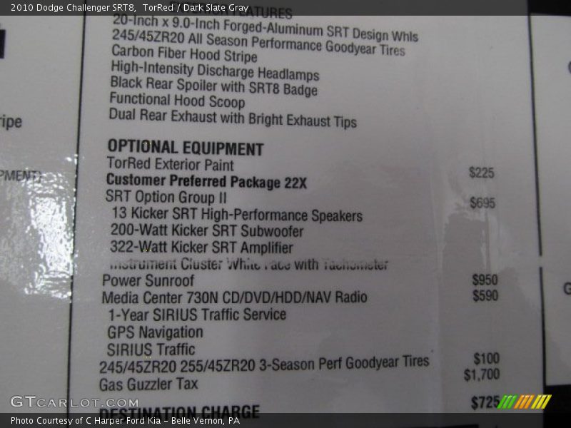 TorRed / Dark Slate Gray 2010 Dodge Challenger SRT8