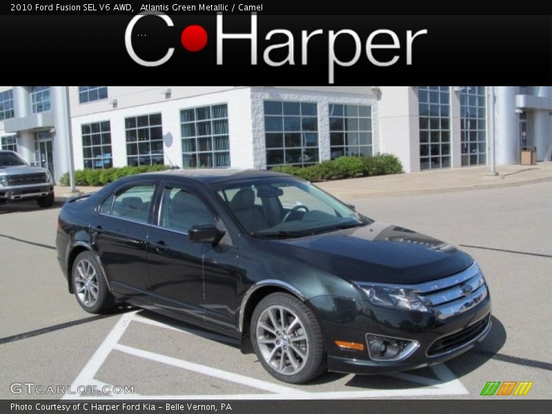 Atlantis Green Metallic / Camel 2010 Ford Fusion SEL V6 AWD