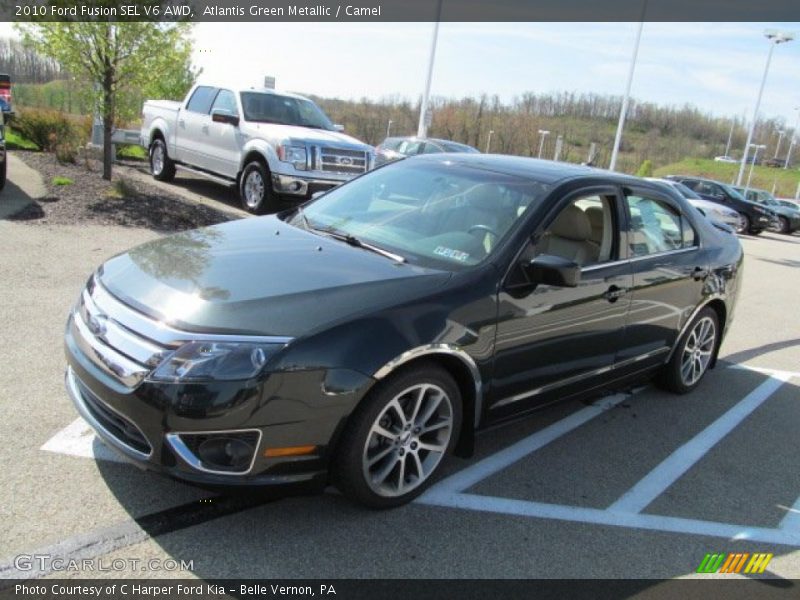Atlantis Green Metallic / Camel 2010 Ford Fusion SEL V6 AWD