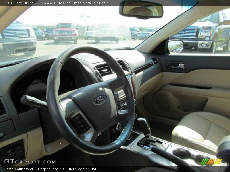 Atlantis Green Metallic / Camel 2010 Ford Fusion SEL V6 AWD