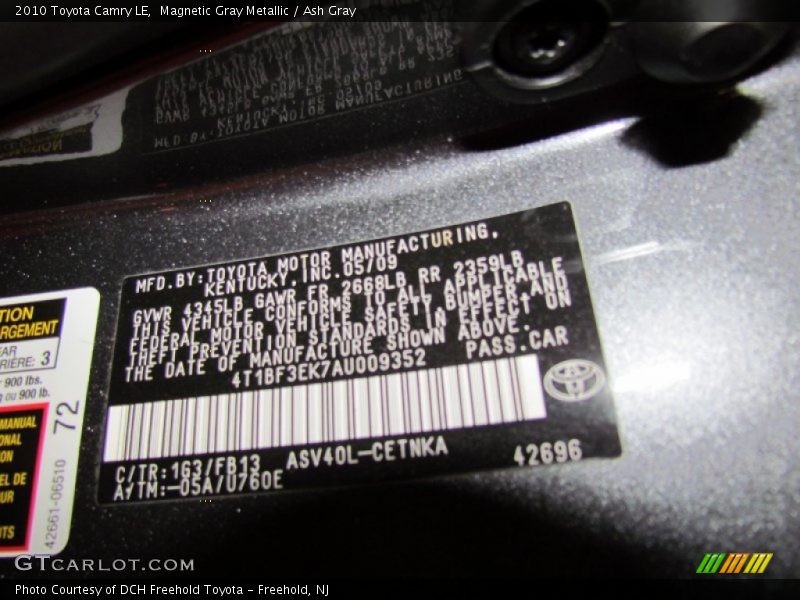 Magnetic Gray Metallic / Ash Gray 2010 Toyota Camry LE