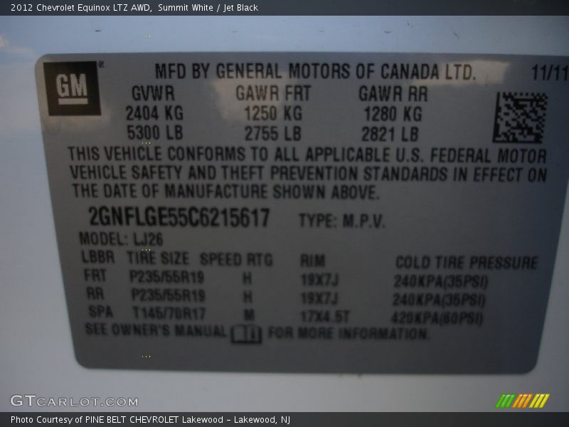 Summit White / Jet Black 2012 Chevrolet Equinox LTZ AWD