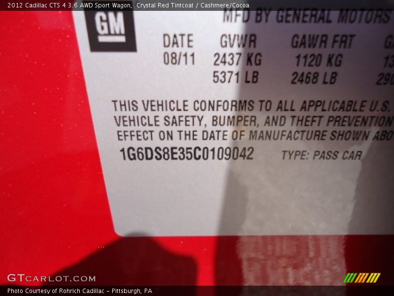 Crystal Red Tintcoat / Cashmere/Cocoa 2012 Cadillac CTS 4 3.6 AWD Sport Wagon