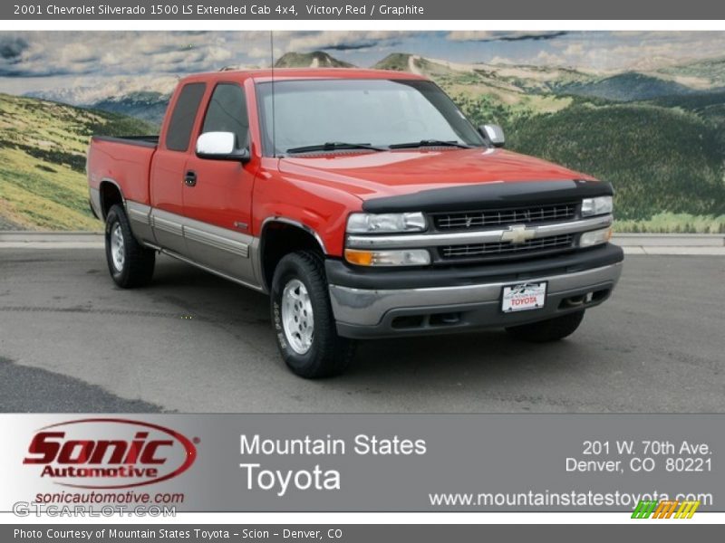 Victory Red / Graphite 2001 Chevrolet Silverado 1500 LS Extended Cab 4x4