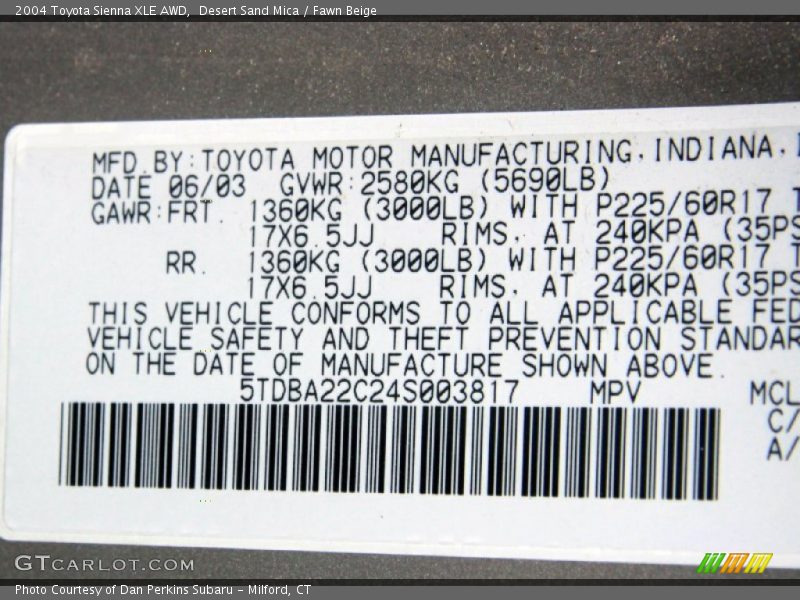 Desert Sand Mica / Fawn Beige 2004 Toyota Sienna XLE AWD