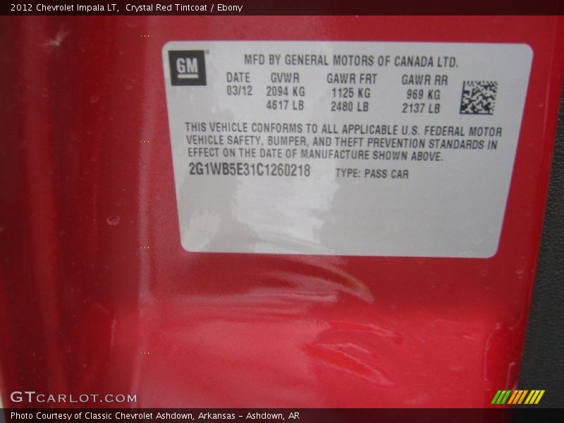 Crystal Red Tintcoat / Ebony 2012 Chevrolet Impala LT