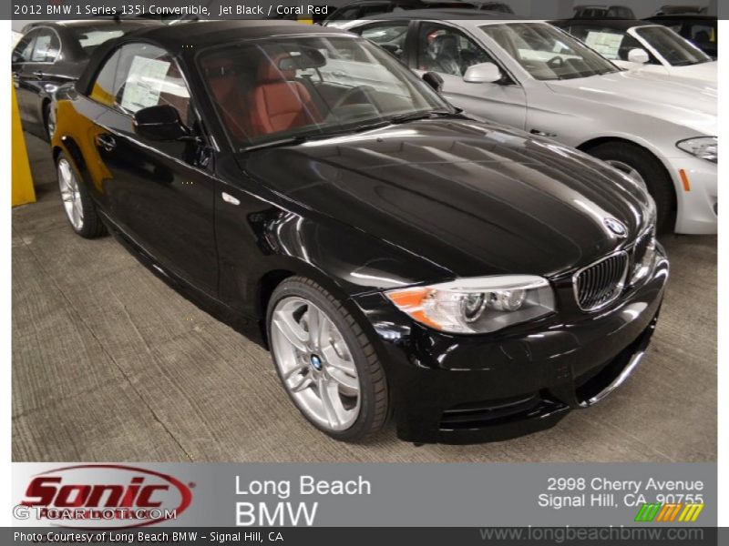 Jet Black / Coral Red 2012 BMW 1 Series 135i Convertible