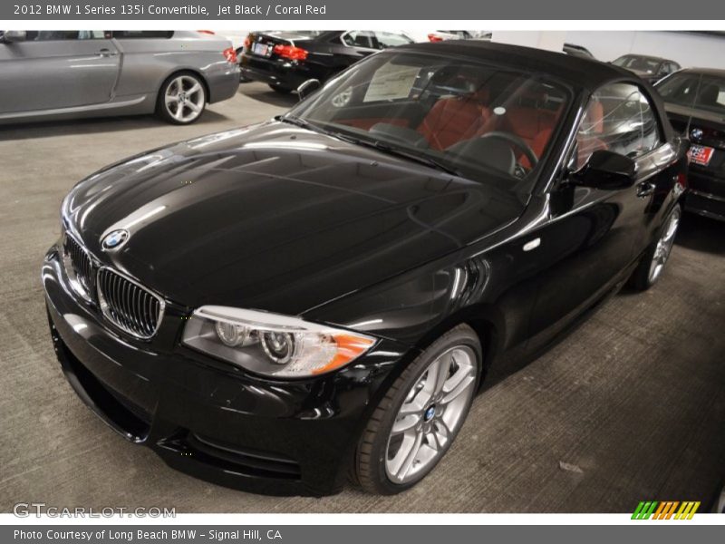 Jet Black / Coral Red 2012 BMW 1 Series 135i Convertible
