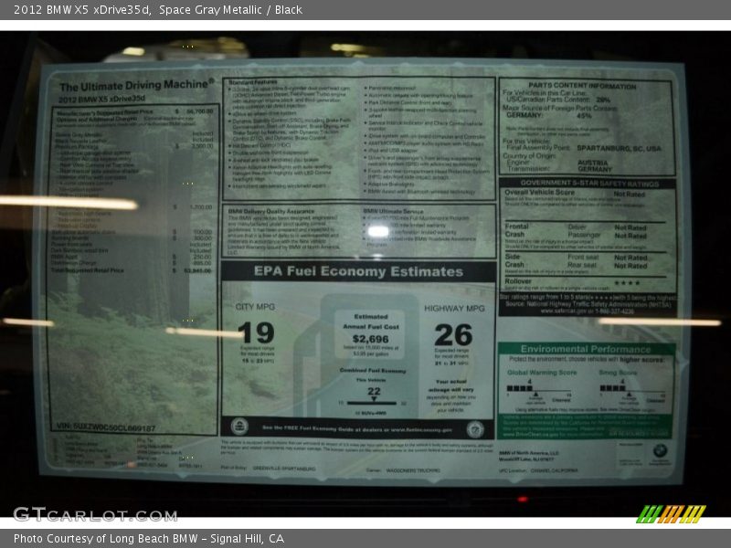 Space Gray Metallic / Black 2012 BMW X5 xDrive35d