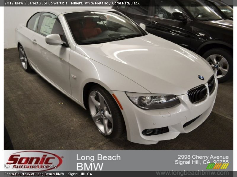Mineral White Metallic / Coral Red/Black 2012 BMW 3 Series 335i Convertible