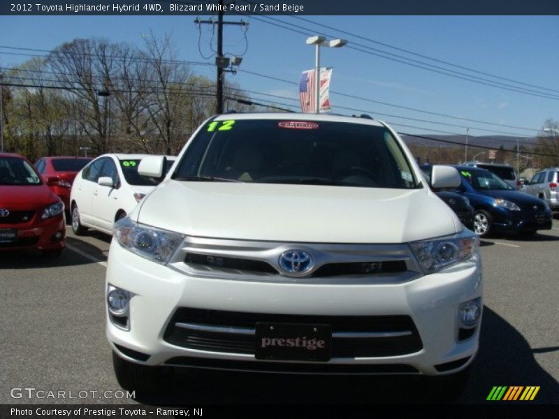 Blizzard White Pearl / Sand Beige 2012 Toyota Highlander Hybrid 4WD