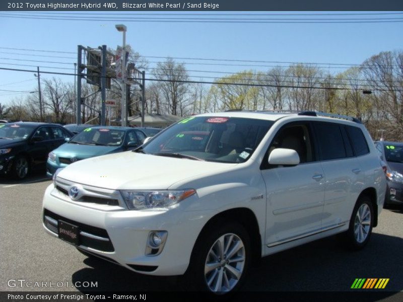 Blizzard White Pearl / Sand Beige 2012 Toyota Highlander Hybrid 4WD