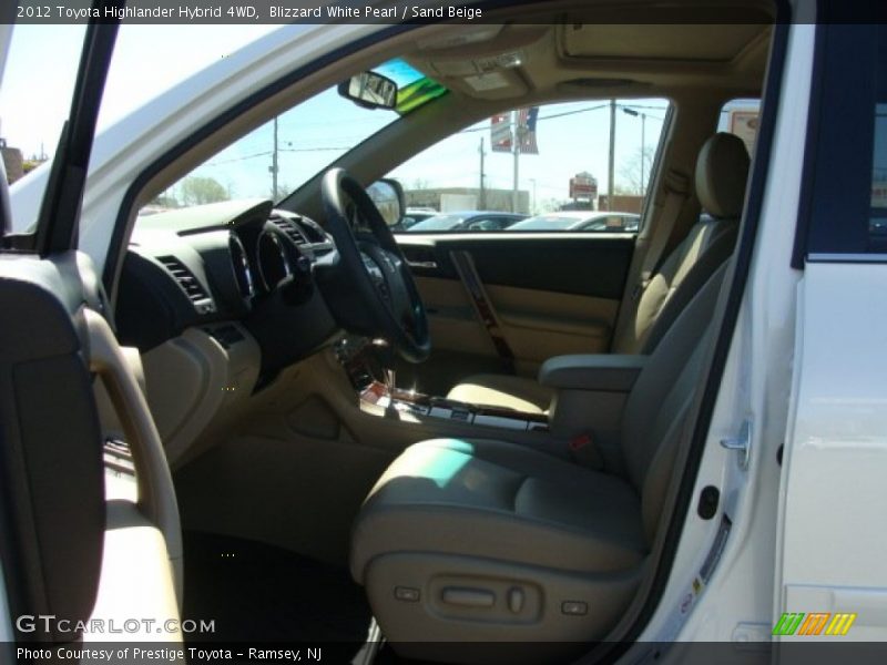 Blizzard White Pearl / Sand Beige 2012 Toyota Highlander Hybrid 4WD