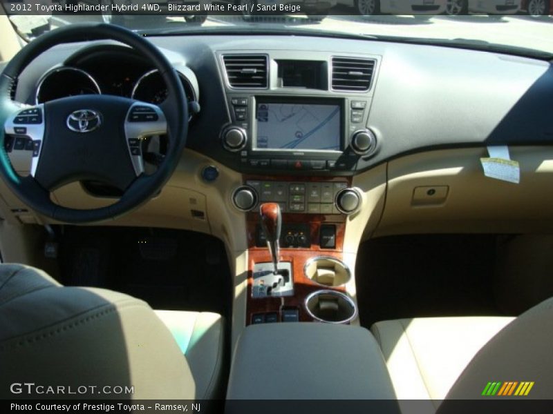 Blizzard White Pearl / Sand Beige 2012 Toyota Highlander Hybrid 4WD