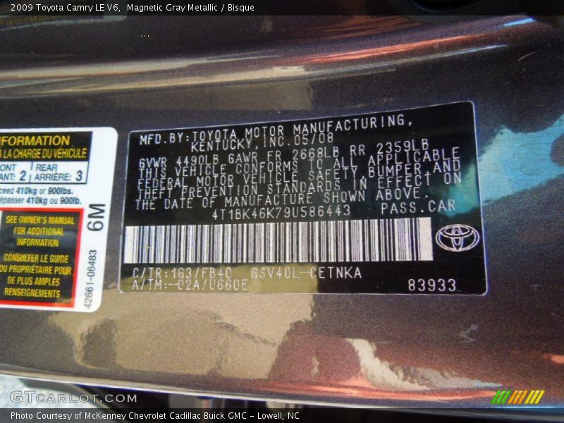 Magnetic Gray Metallic / Bisque 2009 Toyota Camry LE V6