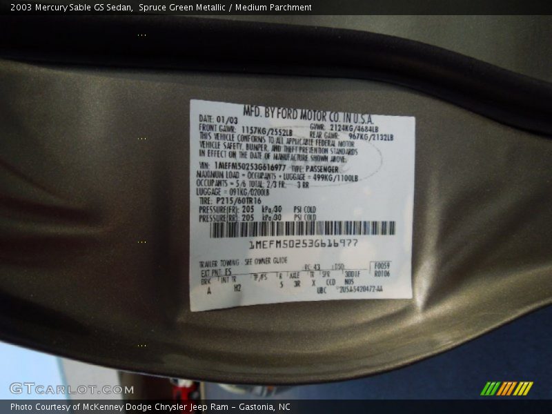 FS - 2003 Mercury Sable GS Sedan
