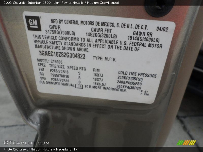 Light Pewter Metallic / Medium Gray/Neutral 2002 Chevrolet Suburban 1500
