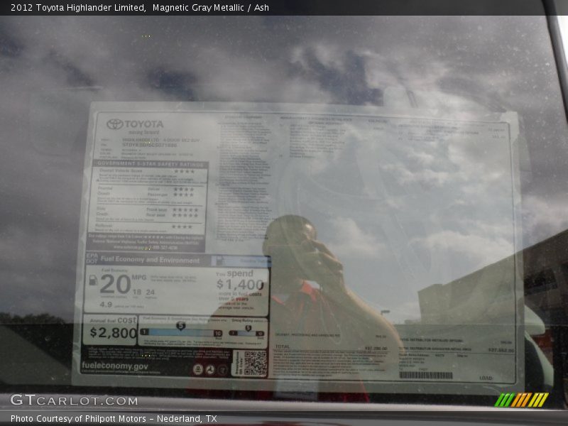 Magnetic Gray Metallic / Ash 2012 Toyota Highlander Limited