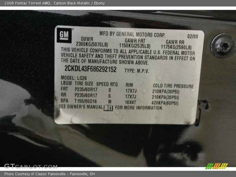 Carbon Black Metallic / Ebony 2008 Pontiac Torrent AWD
