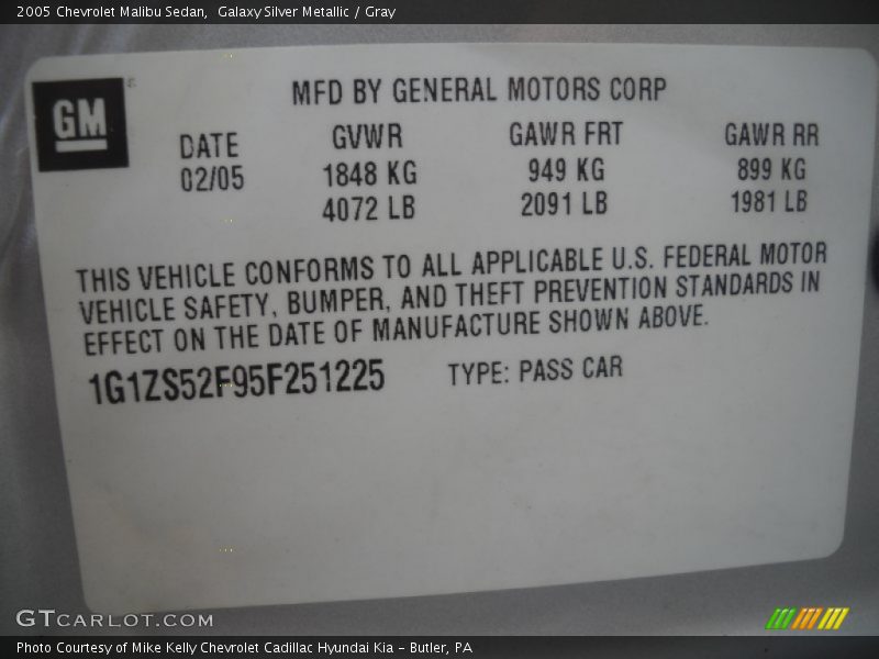 Galaxy Silver Metallic / Gray 2005 Chevrolet Malibu Sedan