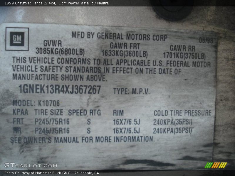 Light Pewter Metallic / Neutral 1999 Chevrolet Tahoe LS 4x4