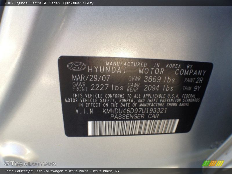 Quicksilver / Gray 2007 Hyundai Elantra GLS Sedan