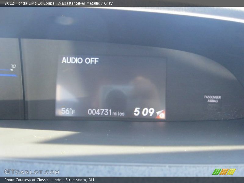 Alabaster Silver Metallic / Gray 2012 Honda Civic EX Coupe