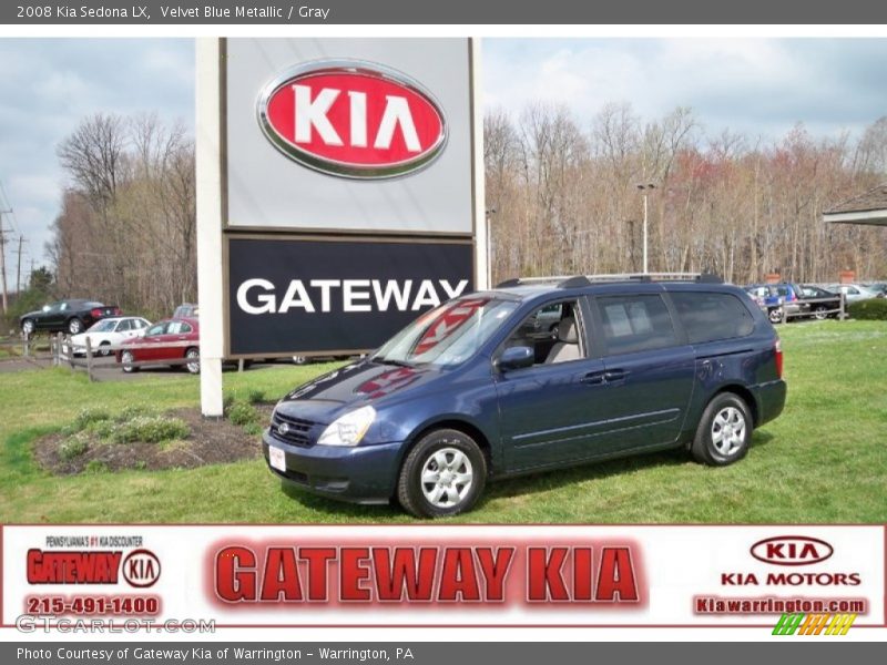 Velvet Blue Metallic / Gray 2008 Kia Sedona LX