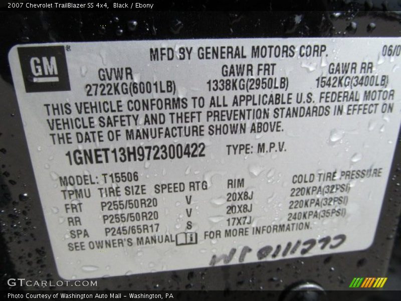 Black / Ebony 2007 Chevrolet TrailBlazer SS 4x4