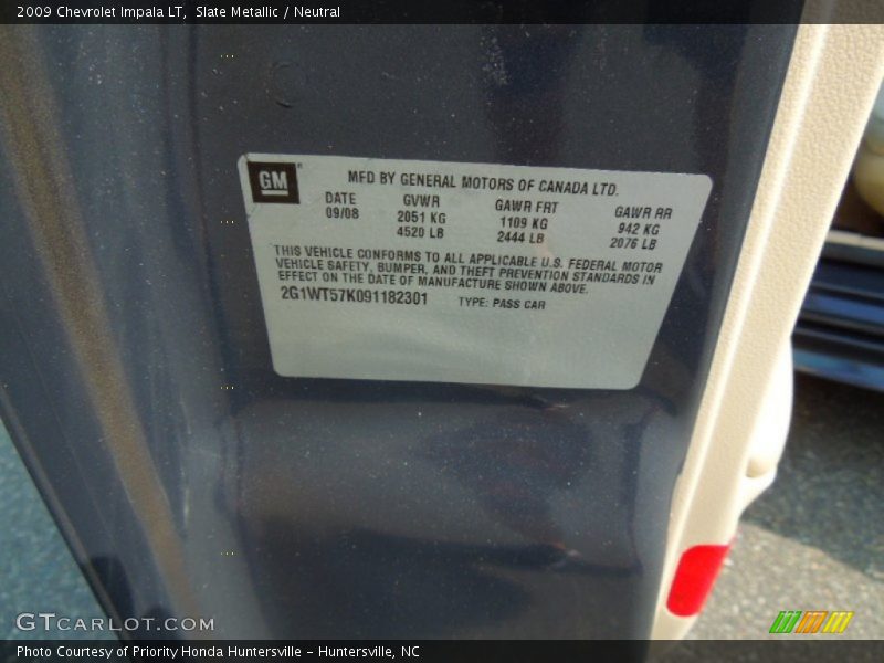 Slate Metallic / Neutral 2009 Chevrolet Impala LT